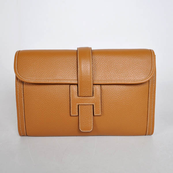 High Quality Hermes Jige Large Clutch Handbag Light Coffee 1053 Replica - Click Image to Close